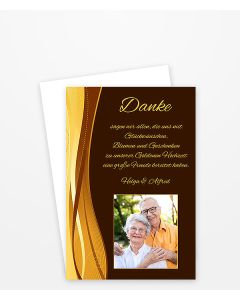 Dankeskarte zur Goldenen Hochzeit mit Goldstreifen