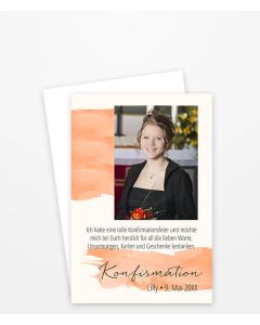 Dankeskarte Konfirmation im Aquarell-Design mit Platz für viel Text und mehrere Bilder. Produktbild 1