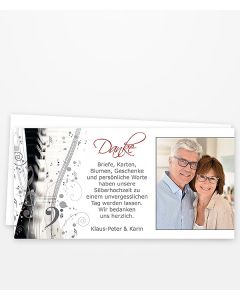 Dankeskarten Silberhochzeit mit Notenzeichen