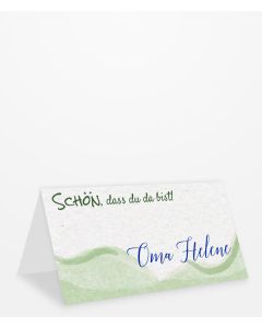 Tischkarte mit "Schön, dass du da bist!" Schriftzug im Aquarelldesign Kategoriebild