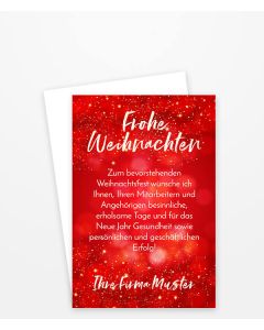 Weihnachtskarte in Rot mit Glitzer